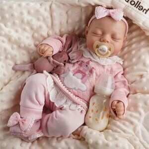 🆕17inch Full Body Vinyl Newborn Baby Dolls Poseable Limbs Sweet Smile Doll Girl